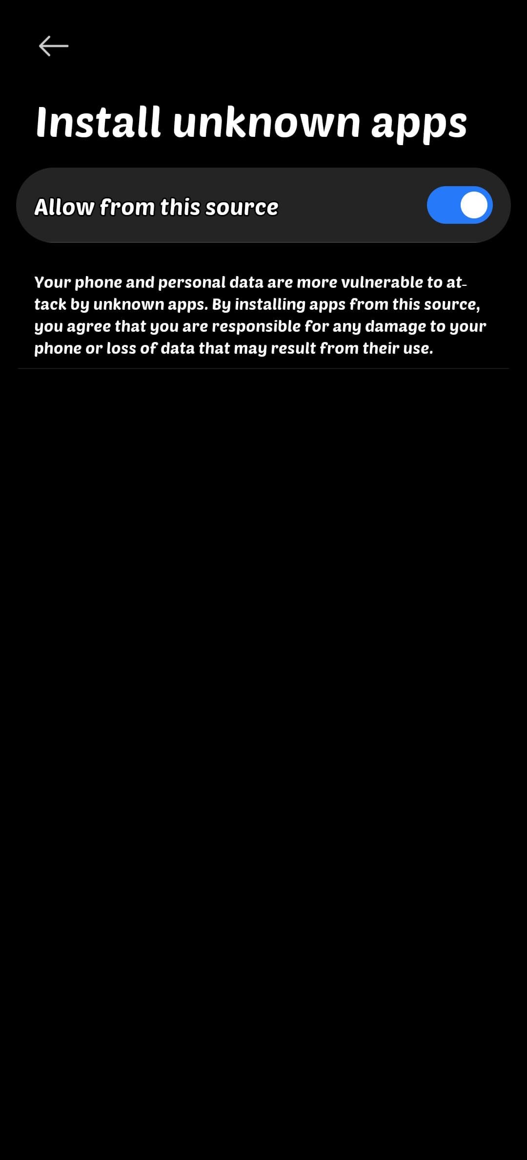 Enable Unknown Sources